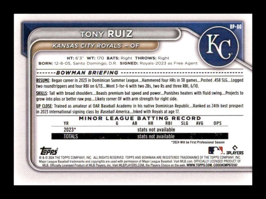 2024 Bowman Tony Ruiz 