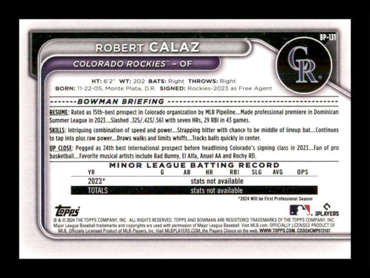 2024 Bowman Robert Calaz 