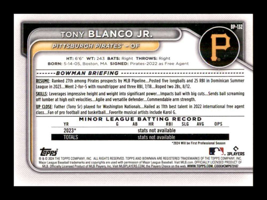 2024 Bowman Tony Blanco Jr. 