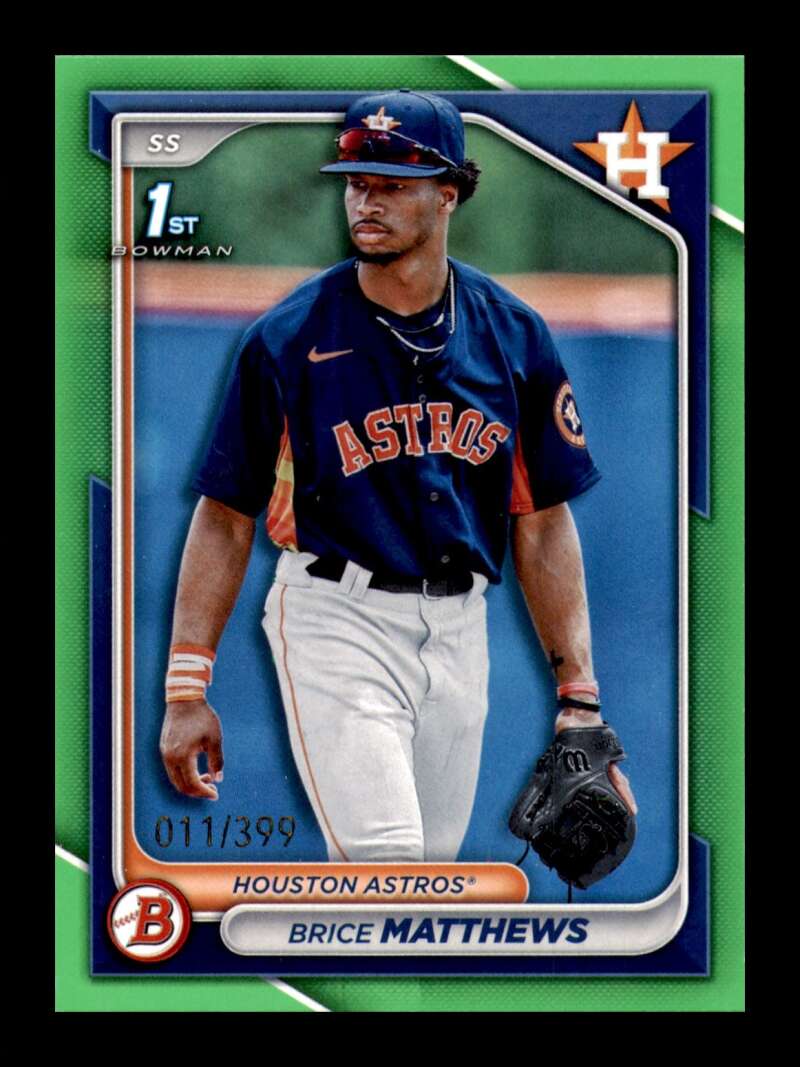Load image into Gallery viewer, 2024 Bowman Prospects Neon Green Brice Matthews #BP-69 Houston Astros /399  Image 1
