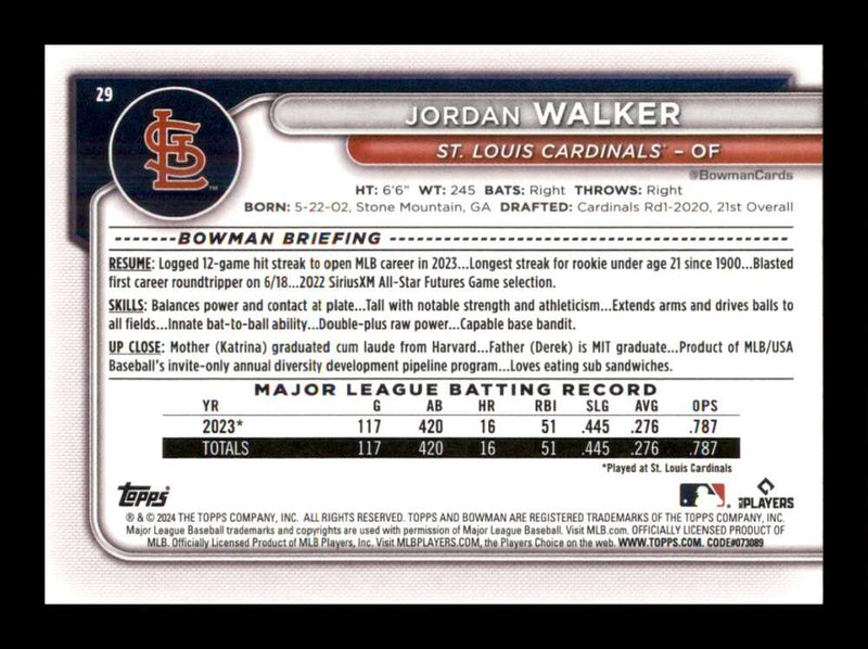 Load image into Gallery viewer, 2024 Bowman Jordan Walker #29 St. Louis Cardinals  Image 2
