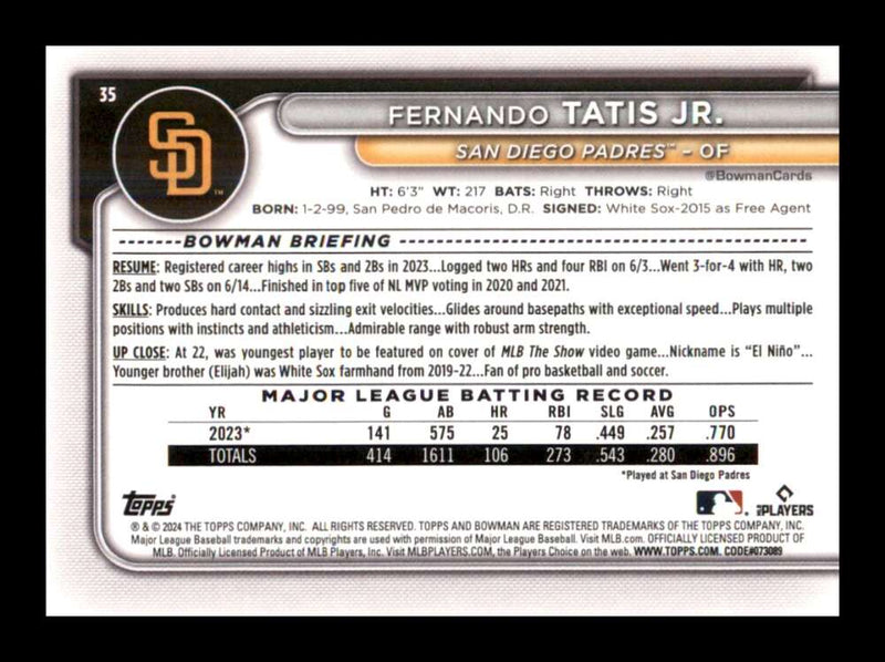 Load image into Gallery viewer, 2024 Bowman Fernando Tatis Jr. #35 San Diego Padres  Image 2
