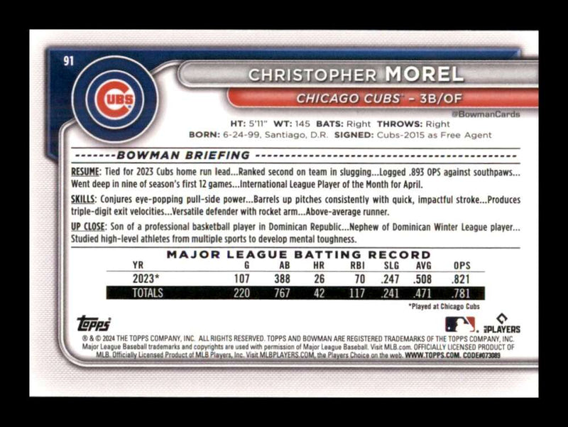 Load image into Gallery viewer, 2024 Bowman Christopher Morel #91 Chicago Cubs  Image 2
