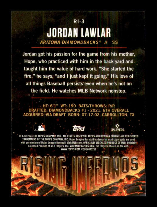 2024 Bowman Rising Infernos Jordan Lawlar 
