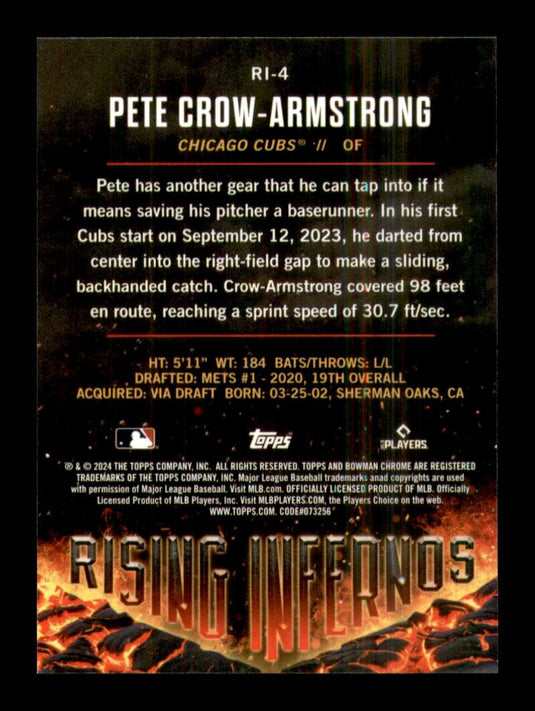 2024 Bowman Rising Infernos Pete Crow-Armstrong 