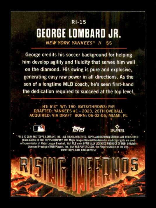 2024 Bowman Rising Infernos George Lombard Jr. 