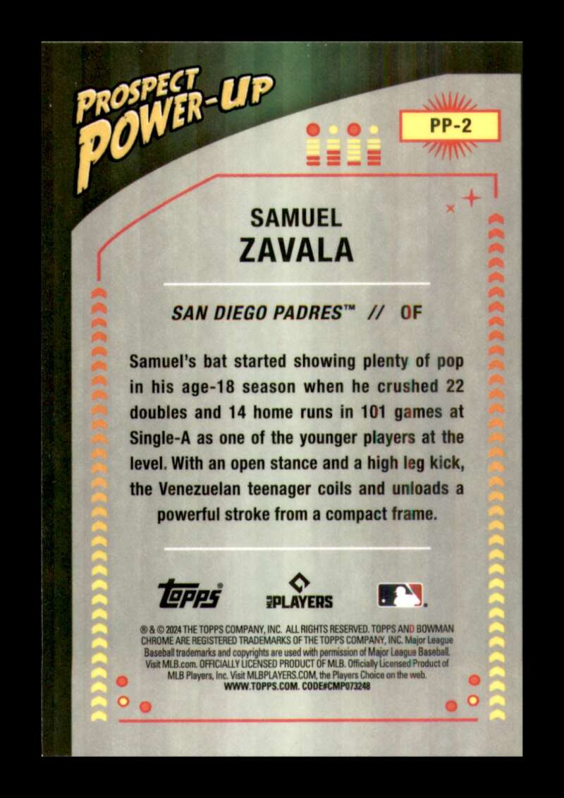 Load image into Gallery viewer, 2024 Bowman Prospect Power-Up Samuel Zavala #PP-2 San Diego Padres Image 2

