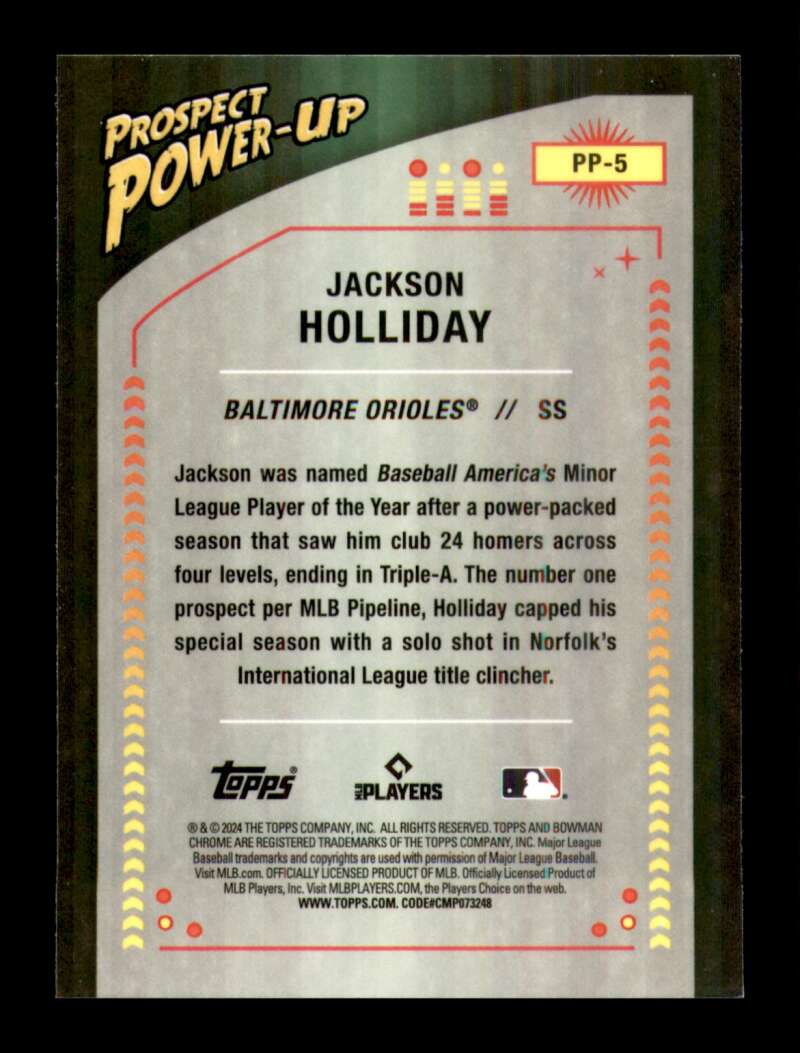 Load image into Gallery viewer, 2024 Bowman Prospect Power-Up Jackson Holliday #PP-5 Baltimore Orioles Image 2
