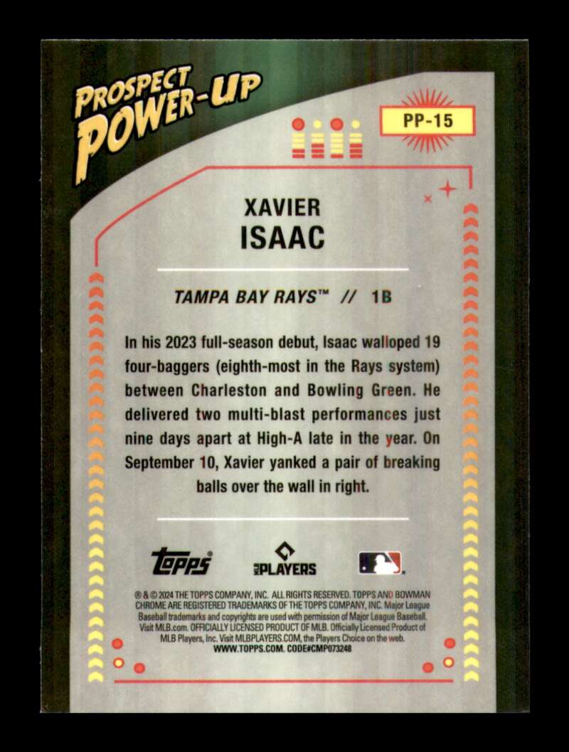 Load image into Gallery viewer, 2024 Bowman Prospect Power-Up Xavier Isaac #PP-15 Tampa Bay Rays Image 2
