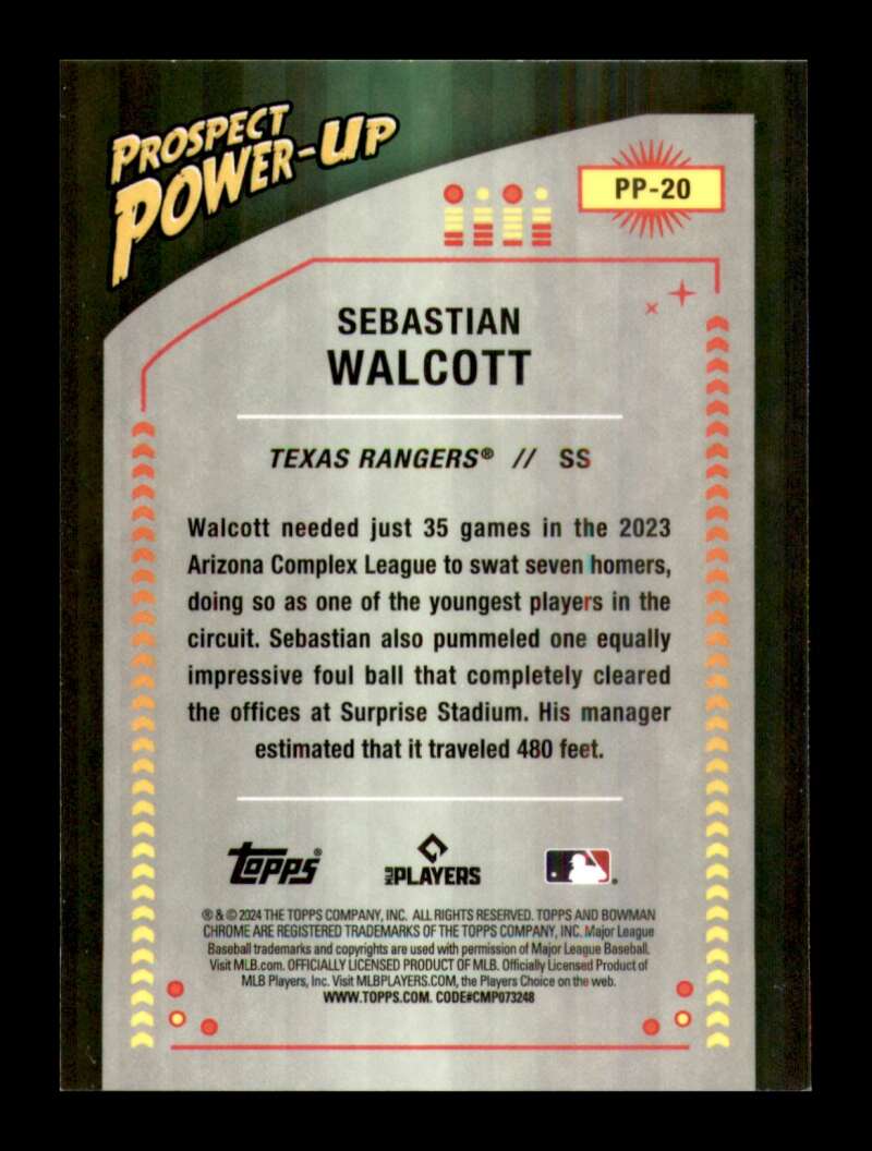 Load image into Gallery viewer, 2024 Bowman Prospect Power-Up Sebastian Walcott #PP-20 Texas Rangers Image 2

