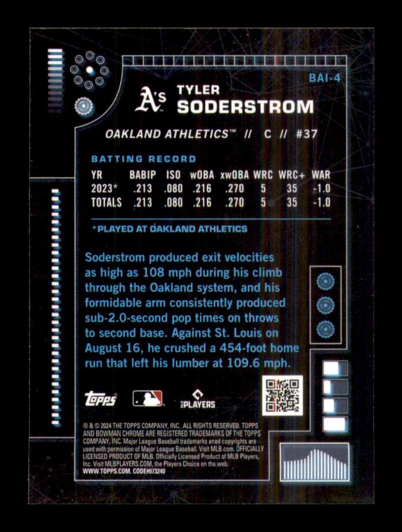 Load image into Gallery viewer, 2024 Bowman AI Tyler Soderstrom #BAI-4 Oakland Athletics Rookie RC Image 2
