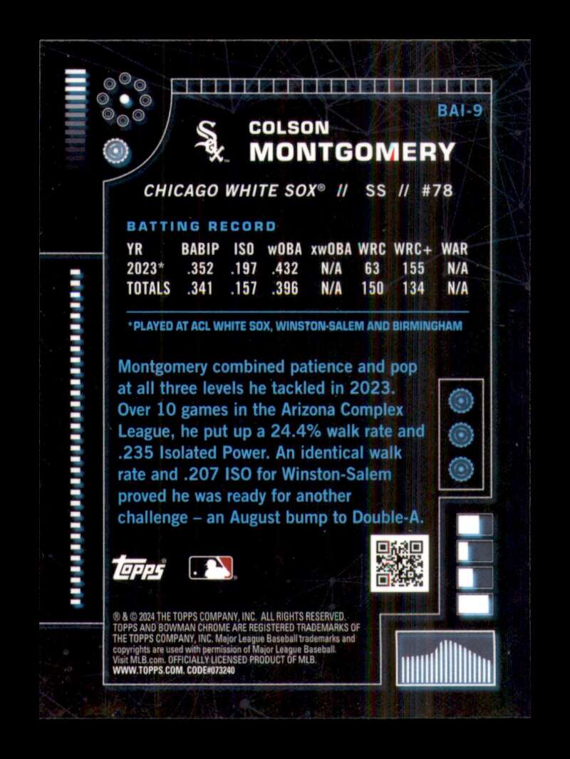 Load image into Gallery viewer, 2024 Bowman AI Colson Montgomery #BAI-9 Chicago White Sox Image 2
