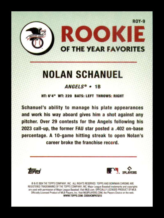 2024 Bowman ROY Favorites Nolan Schanuel 