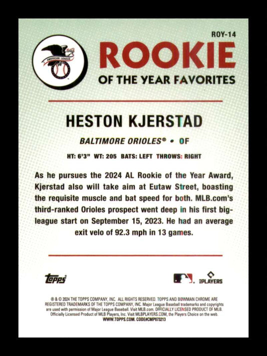 2024 Bowman ROY Favorites Heston Kjerstad 