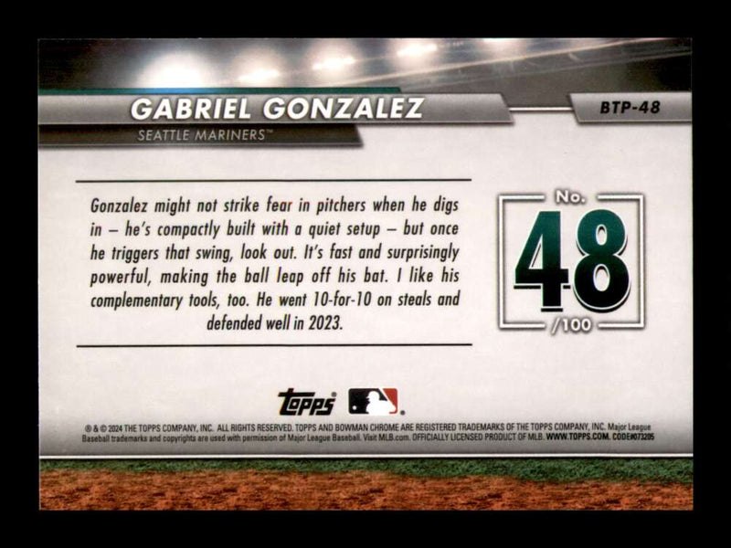 Load image into Gallery viewer, 2024 Bowman Top 100 Gabriel Gonzalez #BTP-48 Seattle Mariners  Image 2
