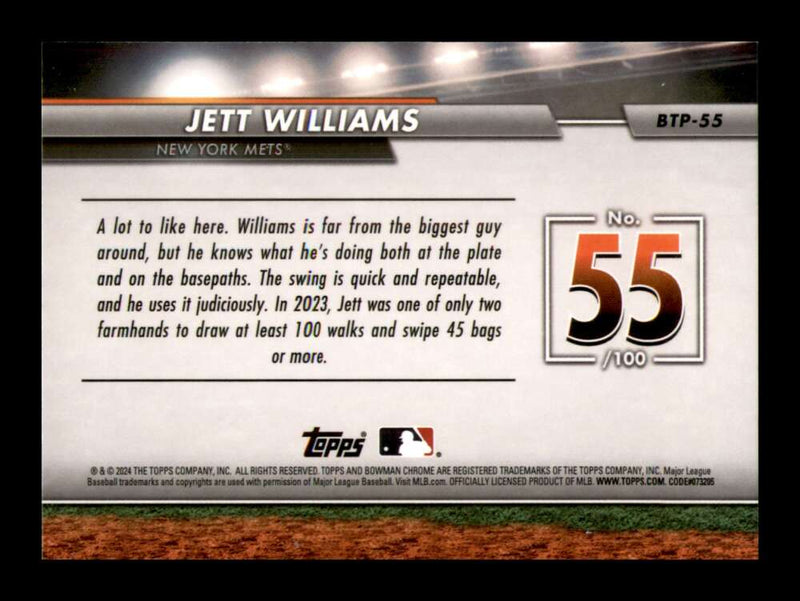 Load image into Gallery viewer, 2024 Bowman Top 100 Jett Williams #BTP-55 New York Mets  Image 2
