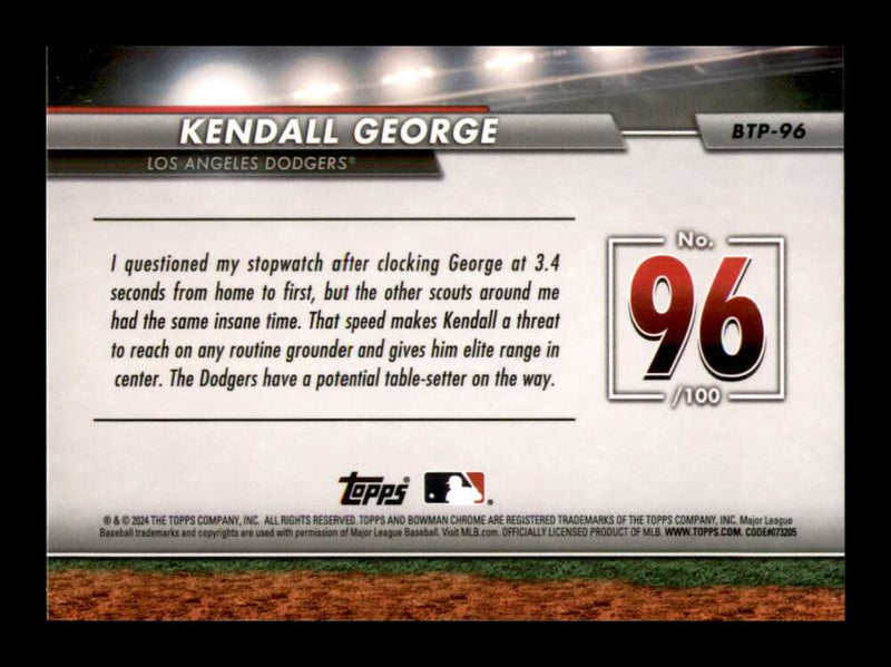 Load image into Gallery viewer, 2024 Bowman Top 100 Kendall George #BTP-96 Los Angeles Dodgers  Image 2
