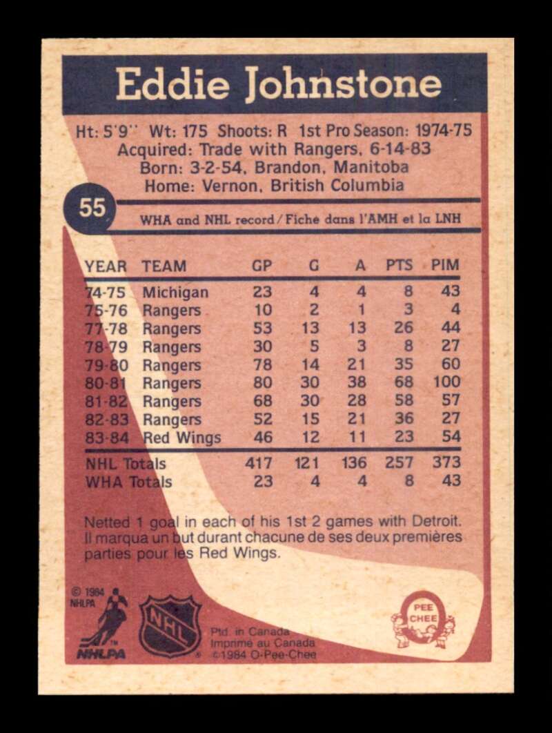 Load image into Gallery viewer, 1984-85 O-Pee-Chee Ed Johnstone #55 Detroit Red Wings NM Near Mint Image 2
