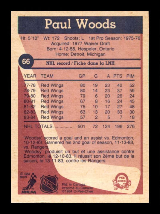 1984-85 O-Pee-Chee Paul Woods 