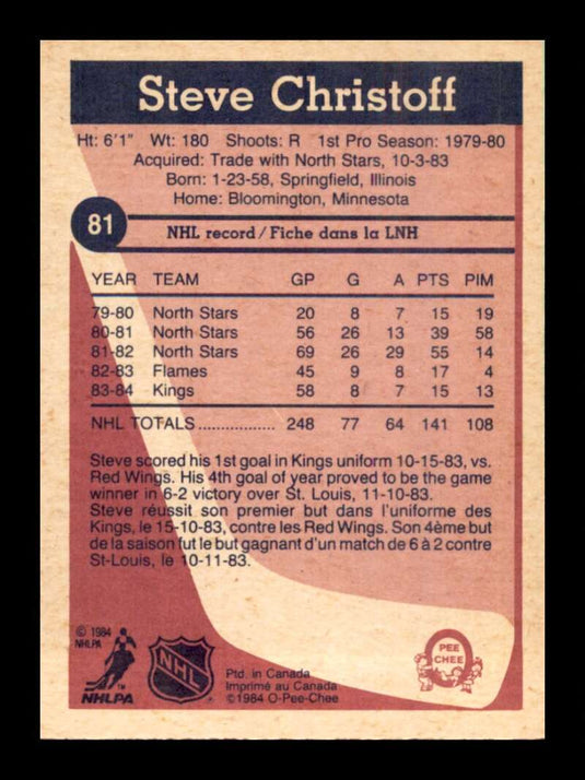 1984-85 O-Pee-Chee Steve Christoff 