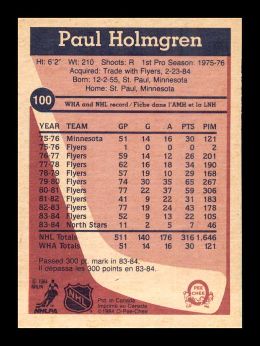 1984-85 O-Pee-Chee Paul Holmgren 