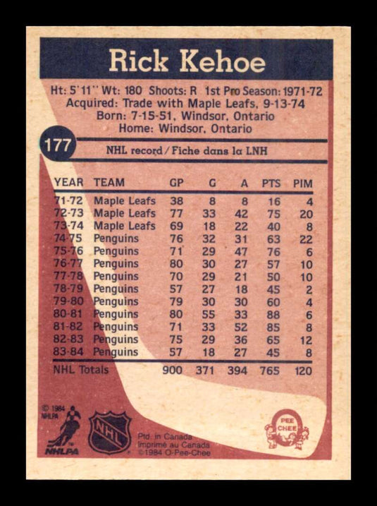 1984-85 O-Pee-Chee Rick Kehoe 