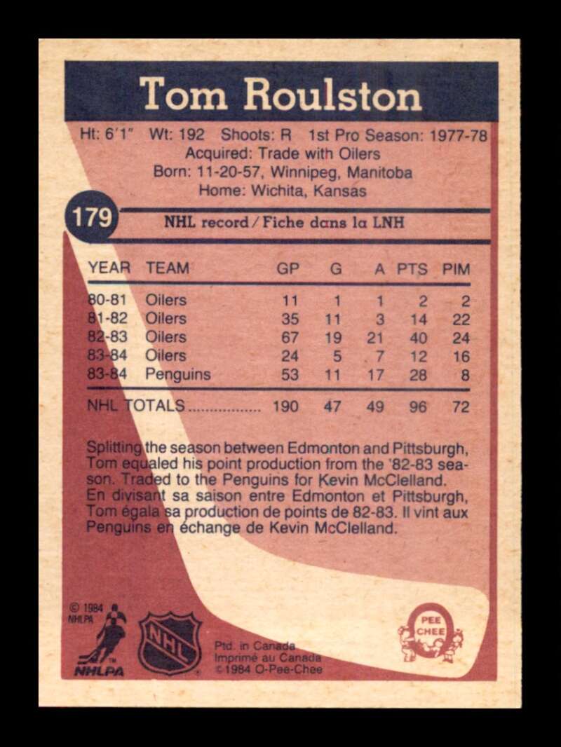 Load image into Gallery viewer, 1984-85 O-Pee-Chee Tom Roulston #179 Pittsburgh Penguins NM Near Mint Image 2
