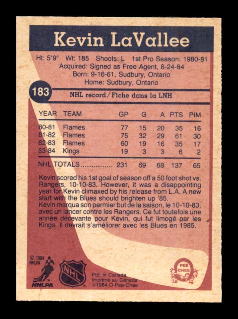 Load image into Gallery viewer, 1984-85 O-Pee-Chee Kevin LaVallee #183 St. Louis Blues NM Near Mint Image 2
