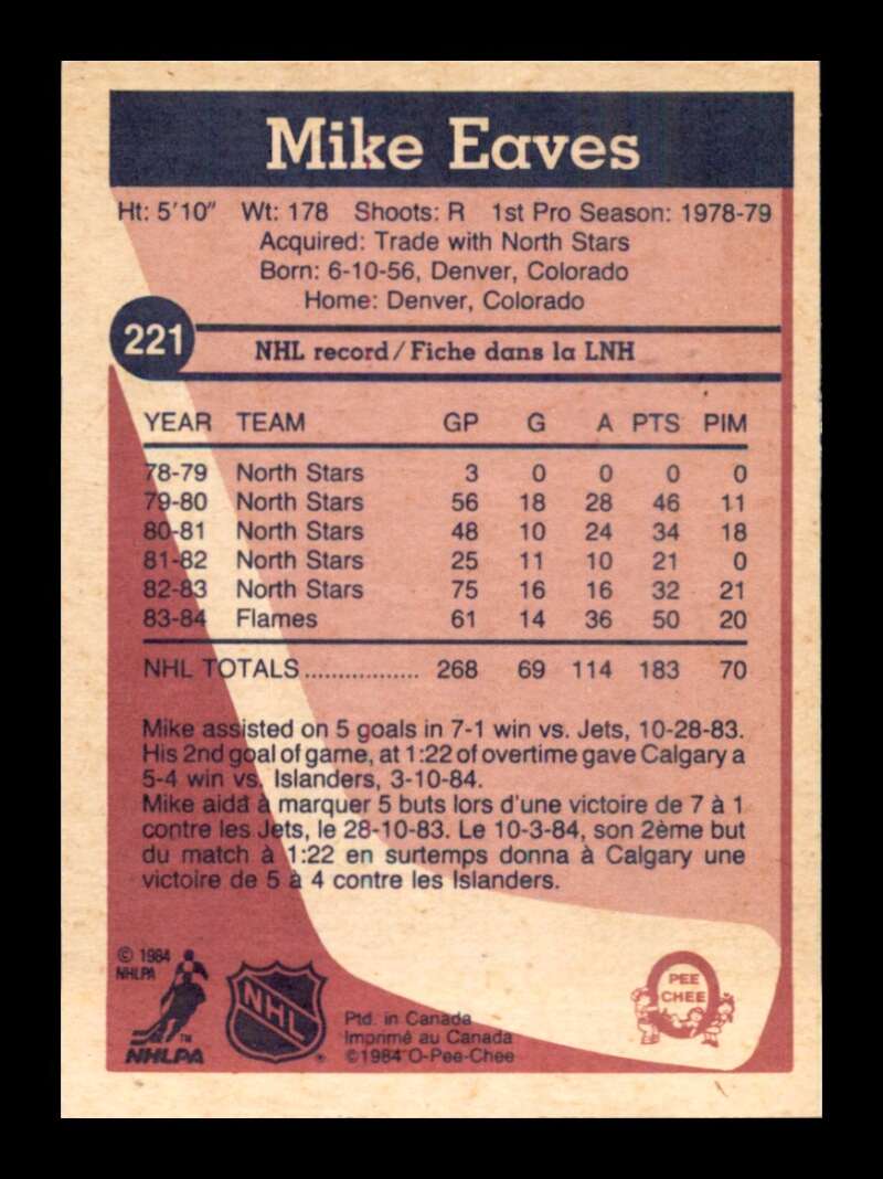 Load image into Gallery viewer, 1984-85 O-Pee-Chee Mike Eaves #221 Calgary Flames NM Near Mint Image 2
