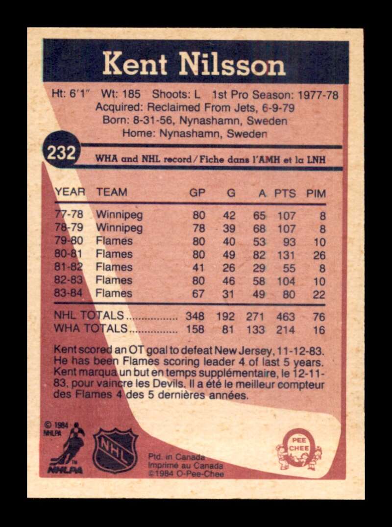 Load image into Gallery viewer, 1984-85 O-Pee-Chee Kent Nilsson #232 Calgary Flames NM Near Mint Image 2
