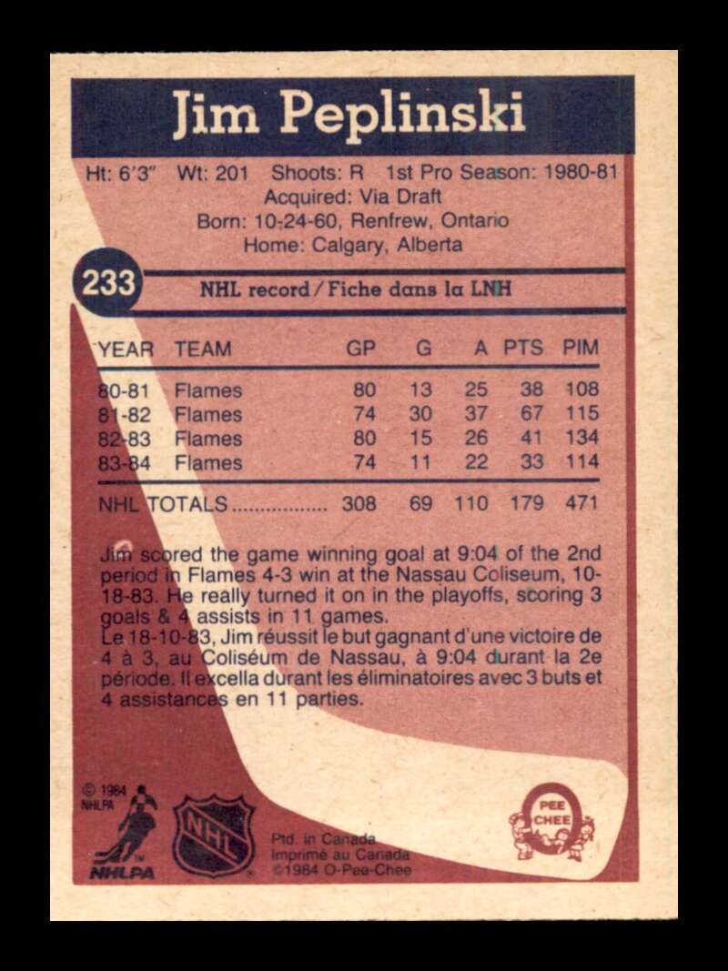 Load image into Gallery viewer, 1984-85 O-Pee-Chee Jim Peplinski #233 Calgary Flames NM Near Mint Image 2
