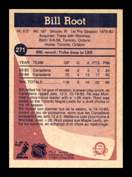 1984-85 O-Pee-Chee Bill Root