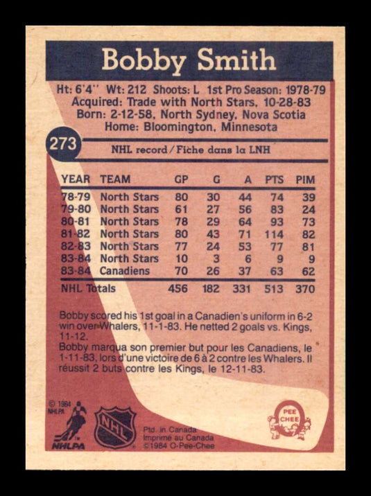 1984-85 O-Pee-Chee Bobby Smith