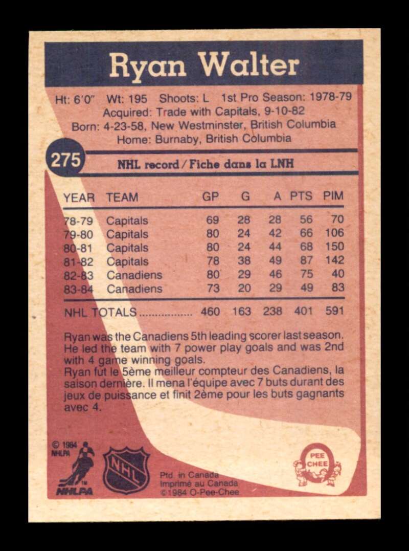 Load image into Gallery viewer, 1984-85 O-Pee-Chee Ryan Walter #275 Montreal Canadiens NM Near Mint Image 2
