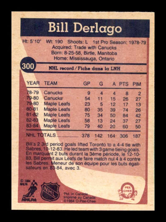 1984-85 O-Pee-Chee Bill Derlago 