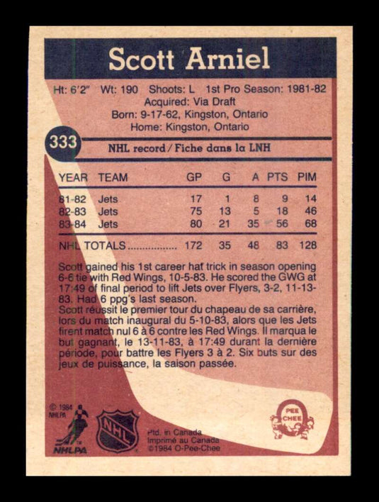 1984-85 O-Pee-Chee Scott Arniel 