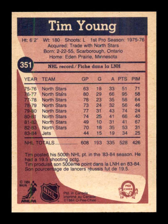1984-85 O-Pee-Chee Tim Young