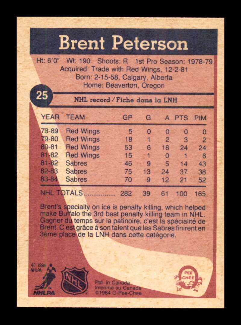 Load image into Gallery viewer, 1984-85 O-Pee-Chee Brent Peterson #25 Buffalo Sabres NM Near Mint Image 2
