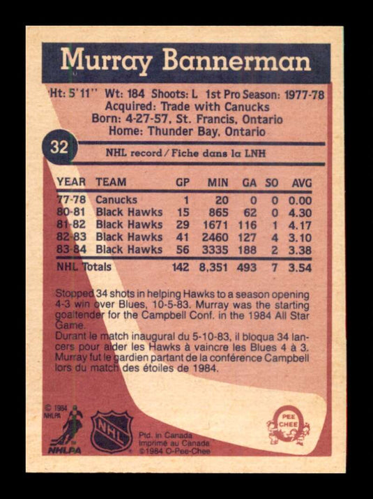 1984-85 O-Pee-Chee Murray Bannerman
