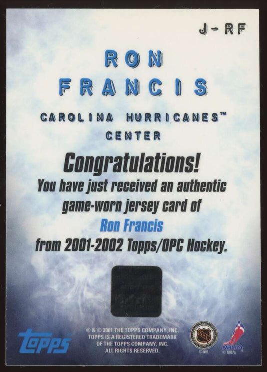 2001-02 Topps Game-Worn Jersey Ron Francis 