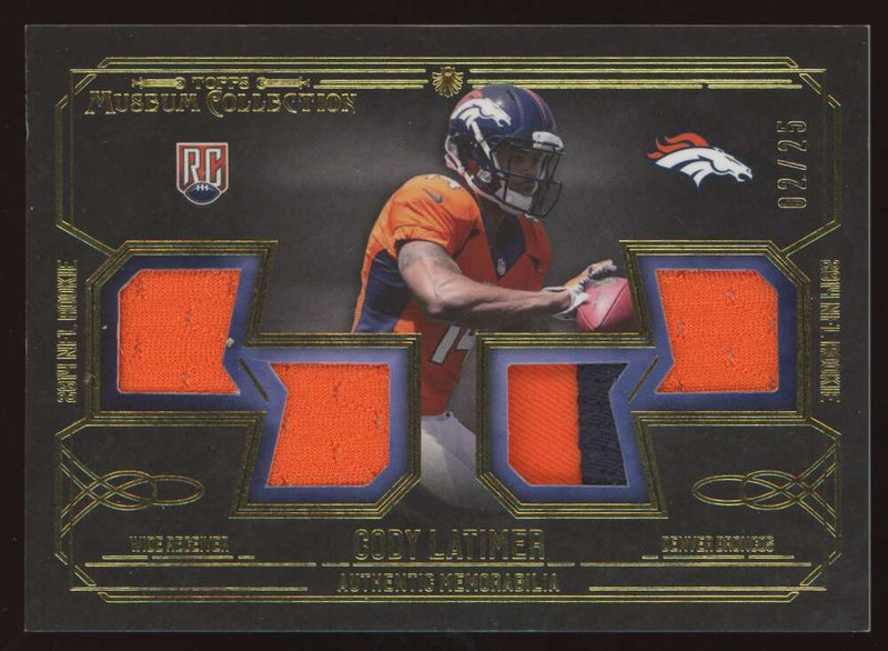 Load image into Gallery viewer, 2014 Topps Museum Gold Quad Relic Cody Latimer #RQR-CL Denver Broncos Rookie RC Patch /25  Image 1
