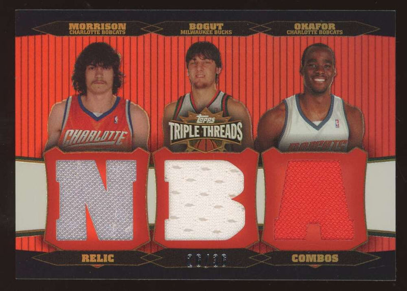 Load image into Gallery viewer, 2006-07 Topps Triple Threads Relic Emeka Okafor Adam Morrison Andrew Bogut #TTRC-28 Rookie RC /36  Image 1
