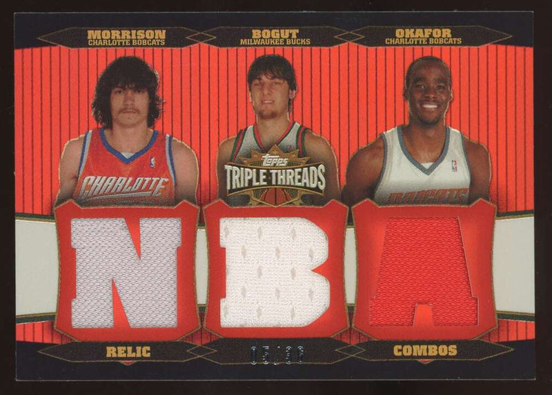 Load image into Gallery viewer, 2006-07 Topps Triple Threads Relic Emeka Okafor Adam Morrison Andrew Bogut #TTRC-28 Rookie RC /36  Image 1
