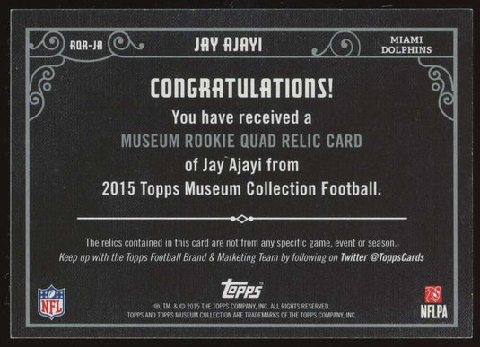 2015 Topps Museum Quad Relic Jay Ajayi