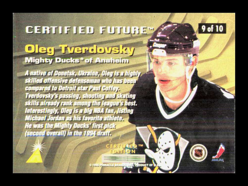 Load image into Gallery viewer, 1995-96 Select Certified Future Oleg Tverdovsky #9 Anaheim Ducks  Image 2
