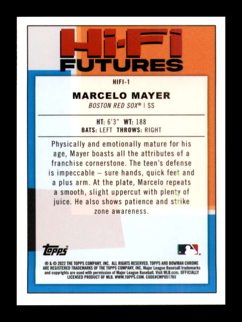 Load image into Gallery viewer, 2022 Bowman Chrome Hi-Fi Futures Marcelo Mayer #HIFI-1 Boston Red Sox Rookie RC Image 2
