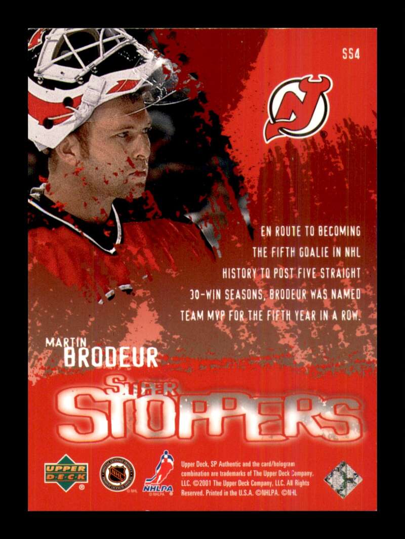 Load image into Gallery viewer, 2000-01 Upper Deck SP Authentic Super Stoppers Martin Brodeur #SS4 New Jersey Devils  Image 2
