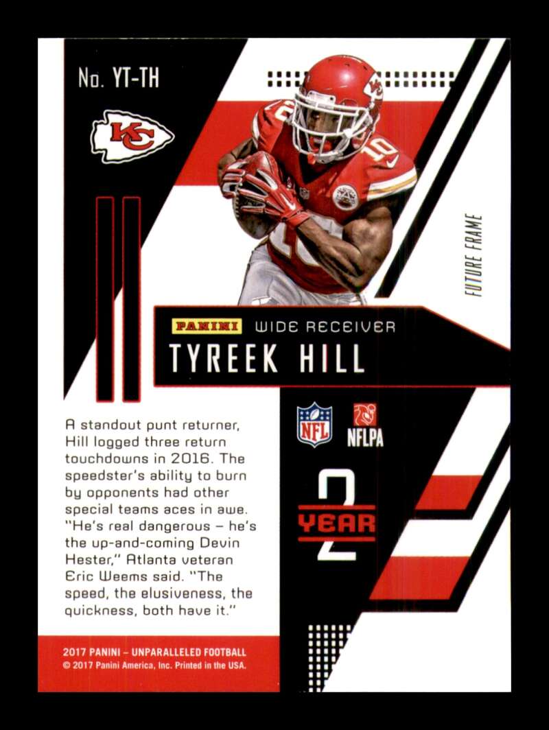 Load image into Gallery viewer, 2017 Panini Unparalleled Year 2 Future Frame Tyreek Hill #YT-TH Kansas City Chiefs  Image 2
