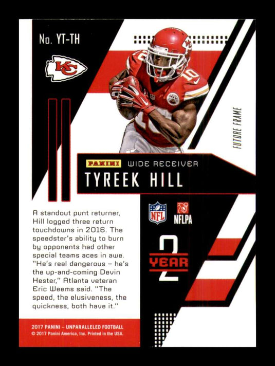 2017 Panini Unparalleled Year 2 Future Frame Tyreek Hill 