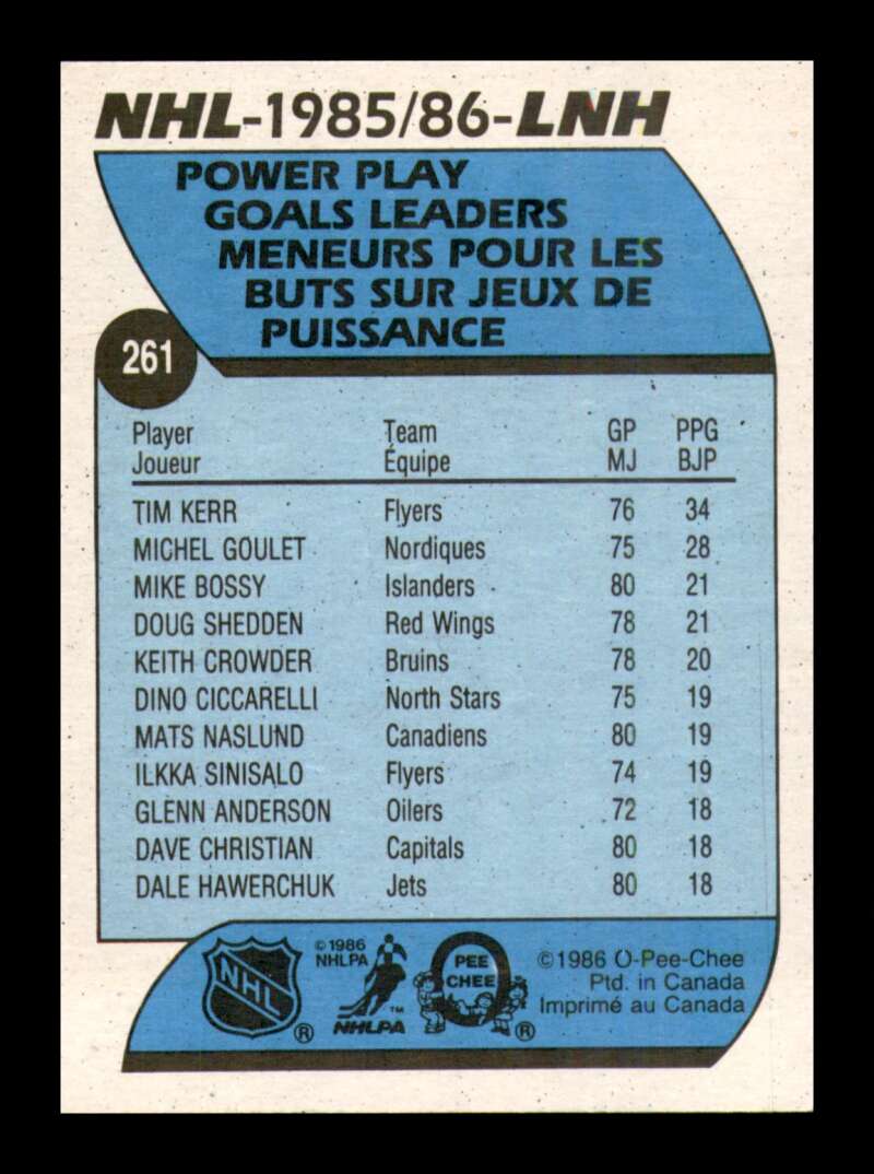 Load image into Gallery viewer, 1986-87 O-Pee-Chee Tim Kerr #261 League Leaders Philadelphia Flyers NM Near Mint Image 2
